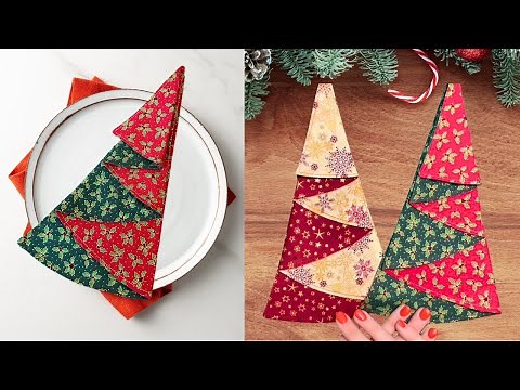 Fabric Christmas Tree Napkin Tutorial - Beginner Friendly Sewing Project 🎄