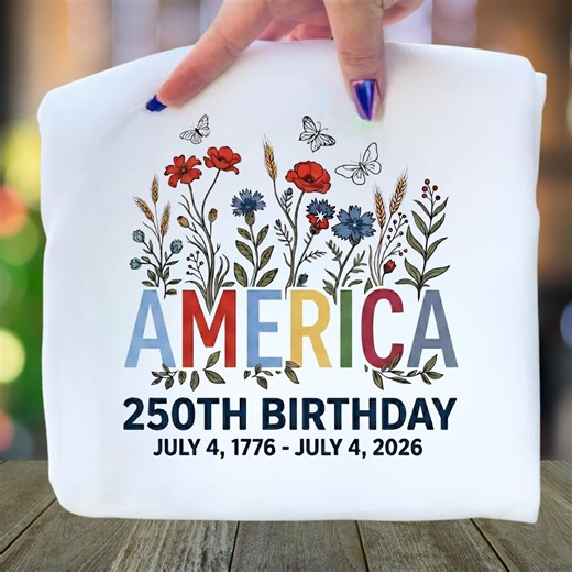 America 250th Birthday PNG, Floral Patriotic 4th of July 2026 Design, USA Independence Day Sublimation, Vintage Red Blue Flower Shirt PNG - Etsy