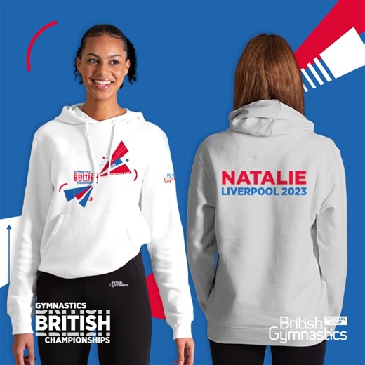 2K views · 19 reactions | Back in stock! The most wanted hoodies at the 2023 Gymnastics British Championships are available at our Official Shop until the end of this week! Order yours now and personalise it with your name. Available in white or grey. Check it out at our Official Shop bit.ly/41pKyRO | British Gymnastics | Facebook