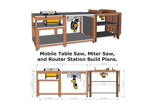 Mobile Miter Saw, Router and Table Saw Workbench Plans, DIY Woodworking Blueprints - Etsy