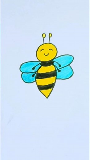 Honey Bee drawing and colouring easy #bee #art #drawing4kids #youtube #trending
