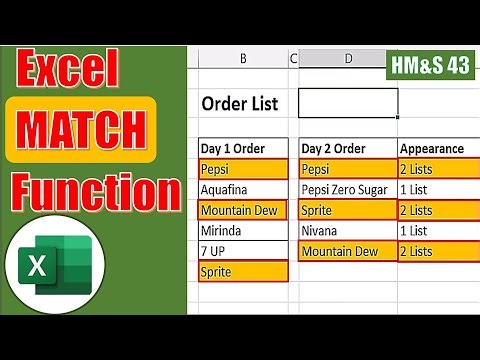 How To Use Match Excel Function HM&S 43