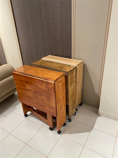 Solid Wood Folding Table With Wheels | Space Saving Rolling Table | Oak Walnut Natural Wood | Portable Multipurpose Table for Small Spaces - Etsy