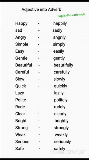 Adjective into Adverb in English #adjective #adverb #words #vocabulary #english #englishgrammar#yt