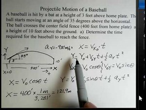 Projectile Motion Baseball Velocity Time Unknown
