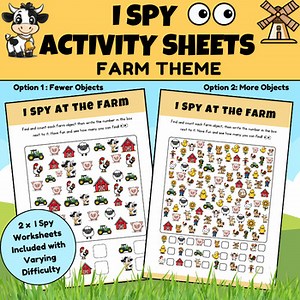 I Spy Farm Activity Sheets | Fun Counting and Matching Game | Kids Eye Spy