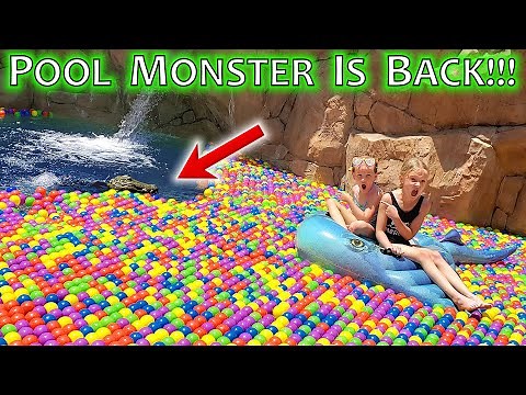 Pool Monster Found Lurking Underneath 30,000 Ball Pit Balls in Our Pool!!!