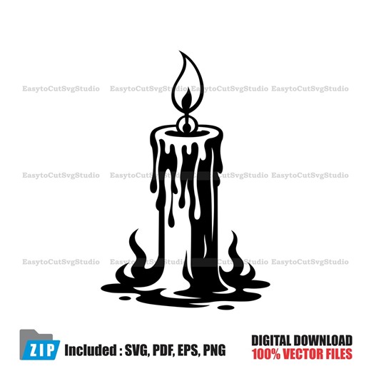 Candle SVG: Melting Candle Vector Gothic Halloween Cricut PNG Printable Design (digital Download) - Etsy