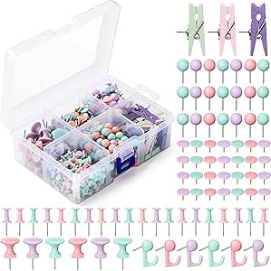 600 Pcs Decorative Push Pins, Pastel Color Thumb Tacks 6 Types Cute Push Pin Clips for Bulletin Board Wall Cork Board Colorful Classroom Decor Teacher Must Haves Supplies School Crafts Project