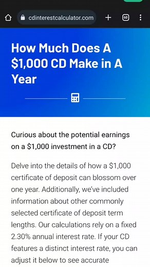 Want to know how much you can make with $1,000 in a certificate of deposit? This free calculator tells you #certificateofdeposits #investing #parkmoney