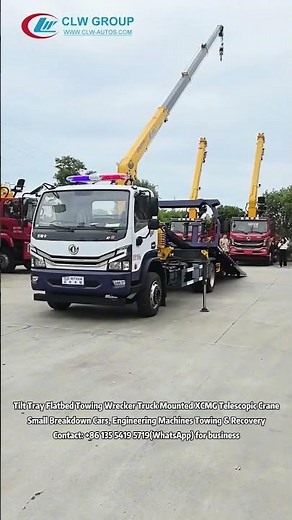 Tilt Tray Towing Wrecker Truck Mounted XCMG Telescopic Crane Small Breakdown Cars Towing & Recovery
