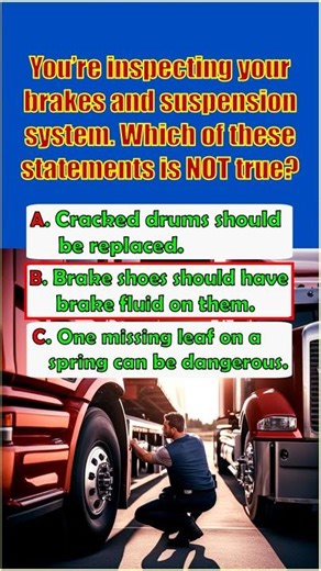 CDL Knowledge: "Brakes & Suspension: What’s NOT True" #facts #truckdriver #brake #airbrake #trucking