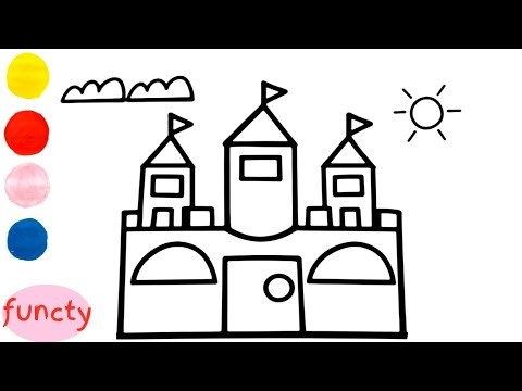 how to draw and color a sand castle for kids