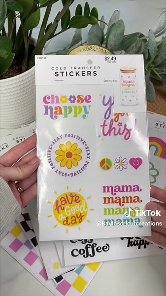 I just recently discovered @Hobby Lobby came out with their version of UV DTF transfers after seeing @DIYholic share on her page! I obviously ran as fast as I could to my store to try them out! 🏃‍♀️ These range from $2.49 cents to $2.79 cents. These first few have 6-7 designs in one package, and the last few are great for glass mug wraps. What’s nice about these is that you can have multiple colors and not have to layer them like vinyl, and you don’t even need to have a Cricut machine. However,