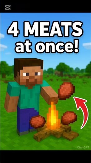 Cook 4 Meats At Once In Minecraft Campfire! 🔥🍗 | Minecraft Survival Tip"