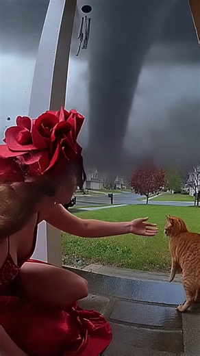 😭 She Risked Her Life to Save Her Cat. Then the Tornado Hit🌪💔 #poorcat #tornado #cat #foryou #kitten