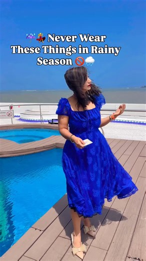 Nikk | The 40+ Woman Experience on Instagram: "Here👇🏻👇🏻👇🏻👇🏻 ☔💃 Never Wear These Things in Rainy Season 🚫🌧️ Because looking stylish and staying sane matters, even in the storm! ❌💦 1. Denim Jeans They soak, sag, and stay wet for hours. Save them for dry days. ❌👠 2. Suede or Leather Shoes Rain ruins them. Stick to rubber soles and waterproof materials. ❌👗 3. Long Maxi Dresses or Wide-Leg Trousers They turn into mop heads. Hemlines and puddles don’t mix. ❌👜 4. Non-Waterproof Bags Your
