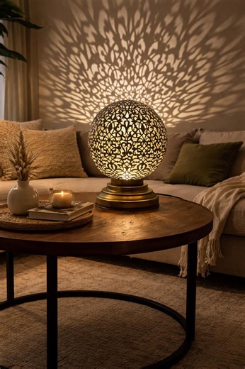 Handmade Moroccan Brass Table Lamp – Bronze Bedside Night Light - Etsy