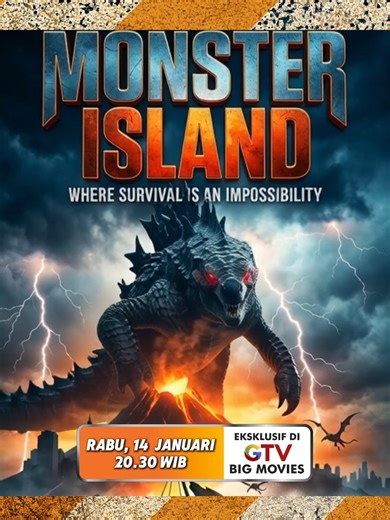 Apa jadinya saat teror bangkit dari pulau terlarang? Ketika monster menguasai daratan, mampukah manusia bertahan hidup? Saksikan MONSTER ISLAND malam ini di GTV Big Movies 🔥 🕣 20.30 WIB 📺 GTV GTV Hadir di CHANNEL 30, ikuti cara mudahnya: • Aktifkan LCN lalu scan ulang STB Kamu • Scan otomatis TV Digital #JagonyaFilm #BigMoviesGTV #GTV