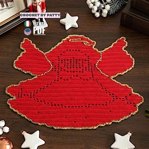 Crochet Christmas Angel Doily Pattern – Filet Centerpiece (PDF Download) 45NT - Etsy