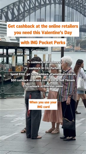 Need a last‑minute Valentine’s Day gift? ING Pocket Perks has you sorted 🤝 Get cashback at some of your favourite online retailers when you use your ING card 💖 | ING Australia