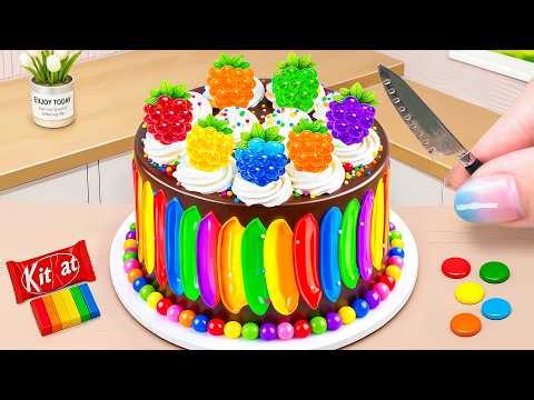 So Sweet Rainbow Grape Flavored Cake 🌈 Perfect Mini Rainbow Cake Decorating Tutorial ✨Mini Wonderful