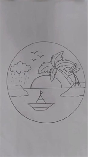 Beautiful Sunset Circle Drawing 🌅✨ Easy Pencil Color Art #shorts