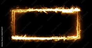 Colorful of orange fire rectangle light blaze flashing motion animate abstract effect in black background