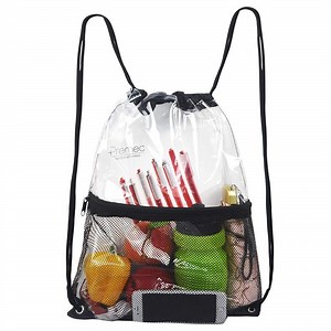 [Hot Item] Waterproof Clear Drawstring Backpack Durable Sport Gym Pack Beach Bag