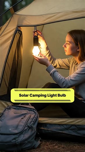 Solar Powered Tent Camping Light Bulb, Rechargeable Portable LED Camping Lantern with 3 Lighting Modes, Tent Lamp with Clip Hook for Camping, Hiking, Backpacking