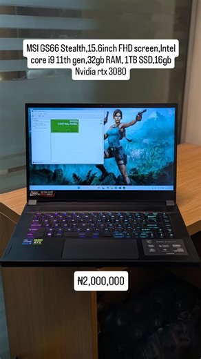 ChidiGrand limited on Instagram: "MSI GS66 Stealth (USA used) 15.6inch FHD screen with 360hz refresh rate Intel core i9 - 11900H (11th generation) 32gb RAM (DDR4 RAM) 1TB SSD 16gb Nvidia rtx 3080 ₦2,000,000 08093038870 : Call/WhatsApp 5 Oshitelu Street,Computer Village, Ikeja, Lagos (GT Bank building)"