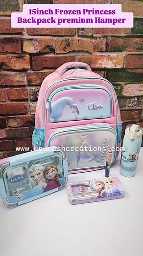 Unleash Creation on Instagram: "15inch Frozen Princess Backpack Premium Hamper ( Elsa Theme ) ( For UKG to 2nd Std Kids )"