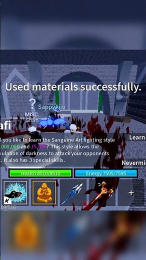 Finally i Unlock Sanguine Art at 1500 LvL in Blox Fruit #roblox #bloxfruits
