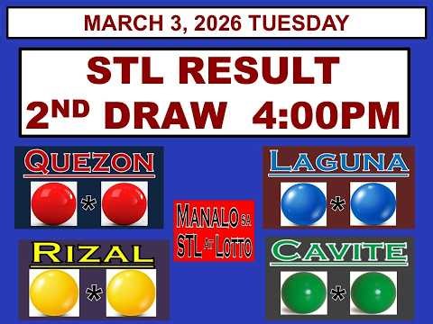 STL 2ND Draw 4PM Result STL Cavite STL Quezon STL Laguna STL Rizal MARCH 3, 2026 TUESDAY