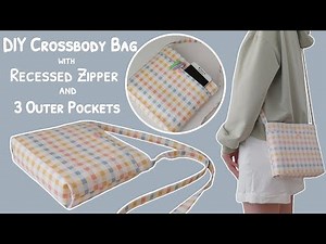 How to sew a crossbody bag with recessed zipper and 3 outer pockets | diy crossbody bag / sling bag