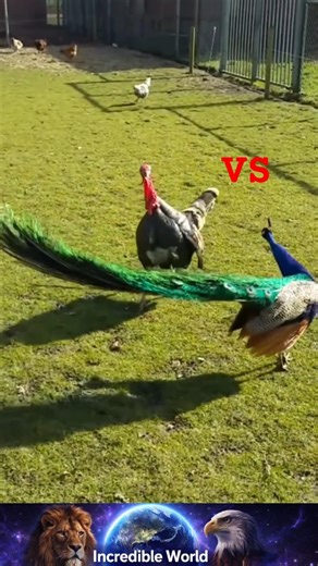 Weird Battle Between a Turkey and a Peacock 🦃🦚