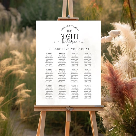 Rehearsal Dinner Seating Chart, the Night Before Welcome Sign, Canva Template (digital Download) - Etsy UK