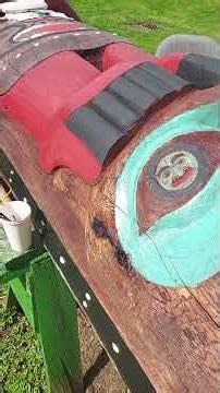 2nd Day Tlingit Ancestors Totem pole Touch up Paint With Fred Fulmer