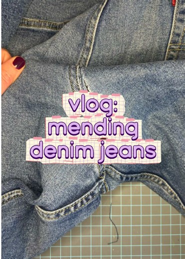 Here’s a little vloggy on mending a couple pairs of denim. I’m teaching a mending class in a couple weeks and wanted to create a few samples for how to repair holes in your pants. Let me know if you want to see a full tutorial! #sewing #mending