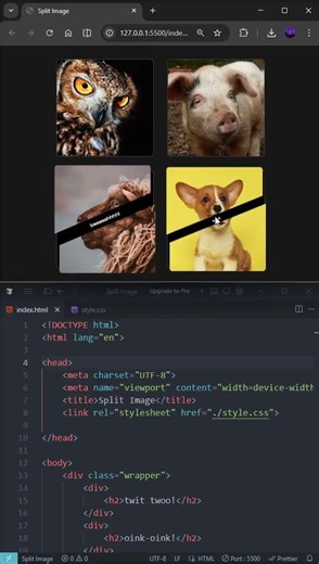 Split Image #programación #htmlcss #javascript #animacion #imagen #desarrollo #web #efecto #código