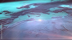 3D Map flythrough of Africa and Europe with capitals