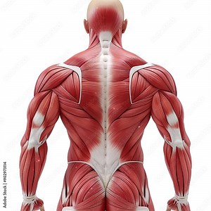 3d illustration of human upper body muscles anatomy, human body part