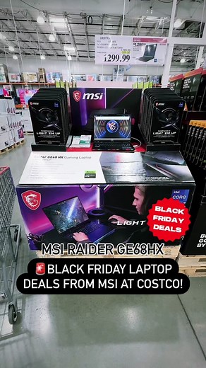🚨Black Friday laptop deals from @MSI are now at @Costco!🚨 #msipartner 🎮 MSI Raider 68HX is a powerful gaming laptop with an awesome matrix light bar in the front! Right now on sale for $500 off now $1299.99! 💻MSI Modern 15 laptop has the 13th gen Intel i9 processor designed for multitasking and everyday use! This laptop is so thin and light! A great deal at $200 off now $799.99! 🙌There are also a bunch of additional MSI laptops on costco.com with additional discounts! Go to Costco.com to se