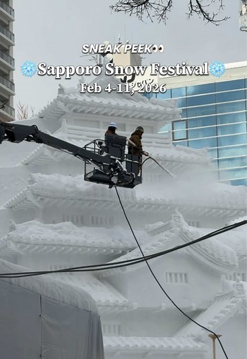 Sneak Peek of Sapporo Snow Festival that will be held from Feb 4-11, 2026! Large sculptures in Odori Park: 4,5,7,8,10 chome. Don’t forget to drop by Susukino also for the ice sculptures! Udah ga sabarrr bisa ga langsung Rabu aja 🤭 #fyp #snow #snowfestival #hokkaido #雪まつり