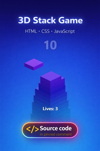 3D Stack Game - Built with HTML, CSS & JavaScript | devsQUE Source code in pinned comment #coding #html #css #javascript #reels | devsQUE