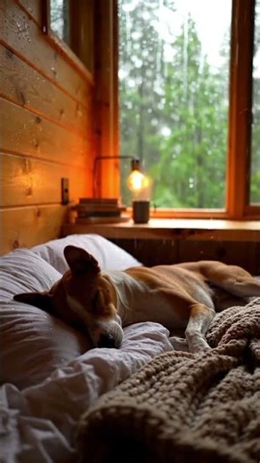 Rainy days and cozy cabin stays pure peace 🌧️🐾✨