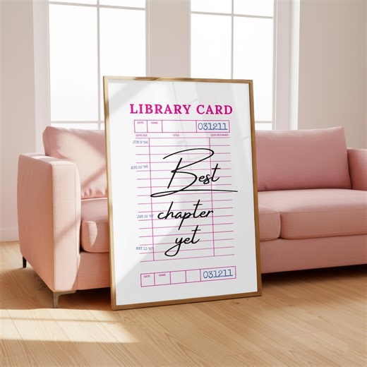 Best Chapter yet Library Card Wall Art | Book Lover Quote Print | Reader Gift | Pink Library Decor (digital Download) - Etsy Canada