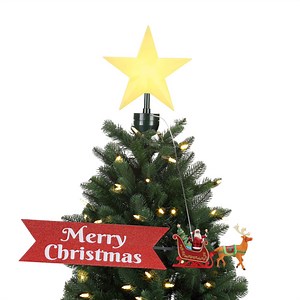 Mr. Christmas Animated Sleigh Tree Topper with Banner - Black Santa