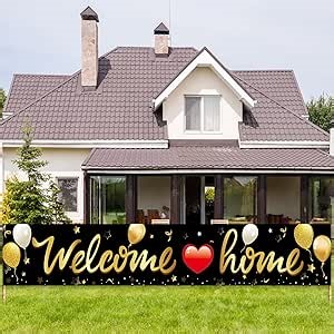 Amazon.com : Welcome Home Banner Decoration, Black Gold Welcome Back Home Yard Sign for Outdoor Decor, Military Homecoming Deployment Returning Party Supplies : Patio, Lawn & Garden