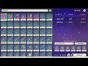 Genshin Impact Weapon ascend phase 5 mora and exp required